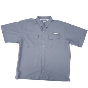 Bimini Bay gray blue Flats V button down Shirt men's 3XL fishing top UPF 50+